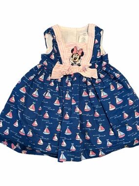 Cute girls 18-24 months midi summer vacation Disney flowy bow Minnie Mouse dress